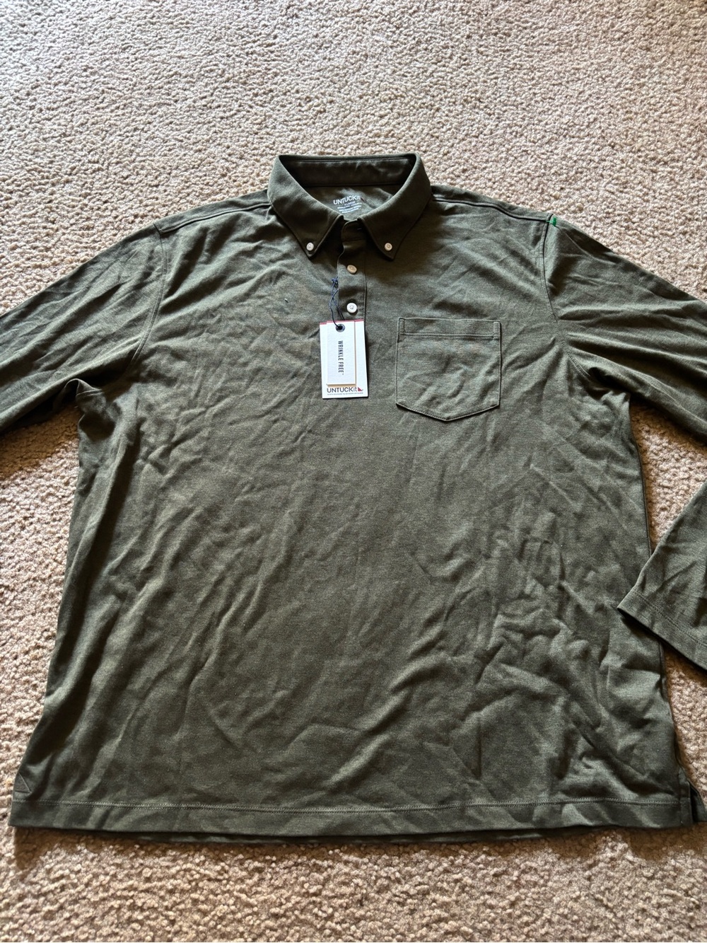 NWT UNTUCKit  Supima Cotton Regular Fit Men's Shirt Green Sz XL